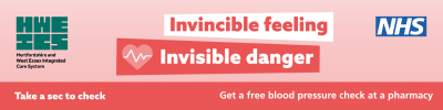 Email signature: Invincible feeling, invisible danger. Get a free blood pressure check at a pharmacy