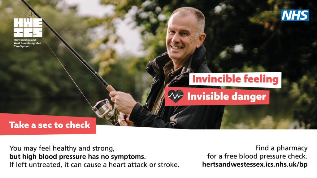 16:9 screensaver for high blood pressure campaign featuring man fishing