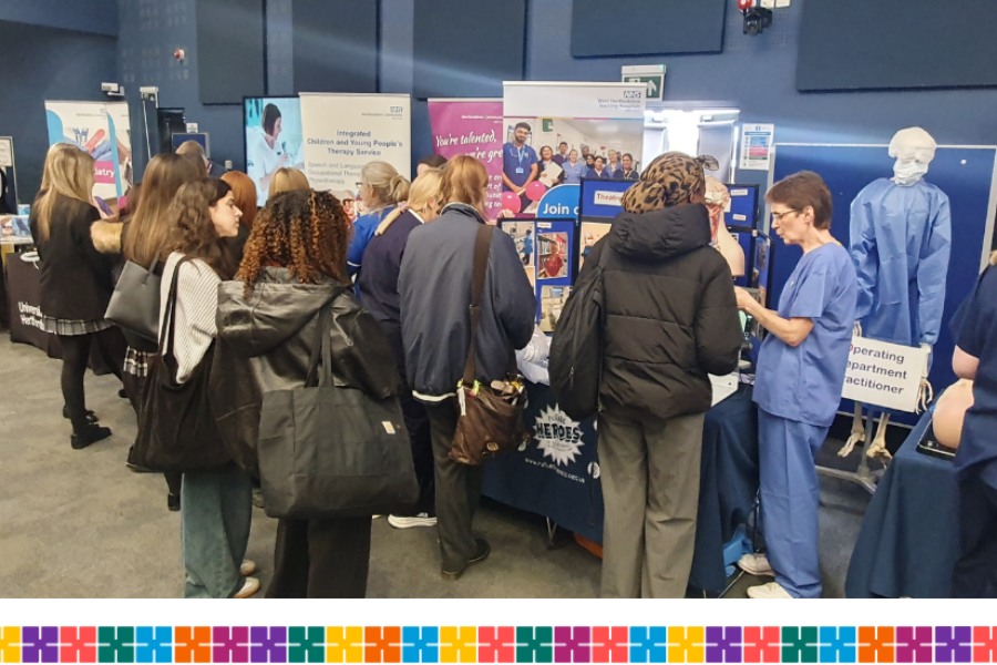Group of students at the health and care academy expo