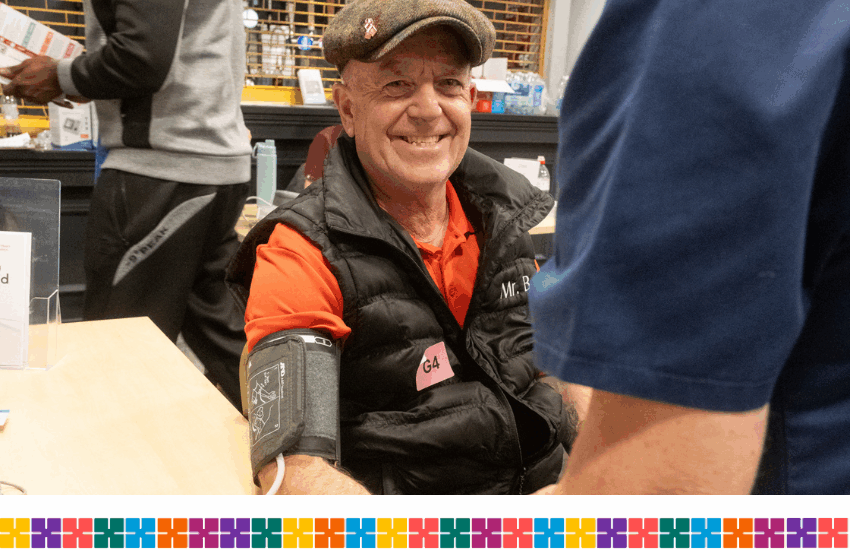 Football fan gets his blood pressure taken