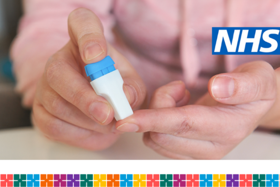 Close up of someone doing a home test for hepititis C